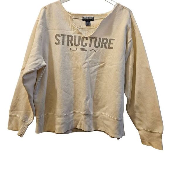 Structure USA V Neck pullover creme light sweater size M - Picture 1 of 5